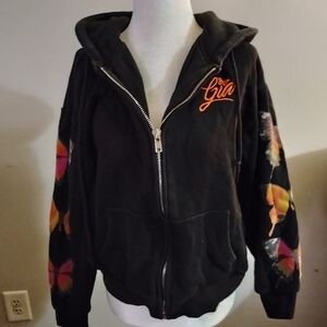 Black Zip-Up Hoodie with Silver Zipper